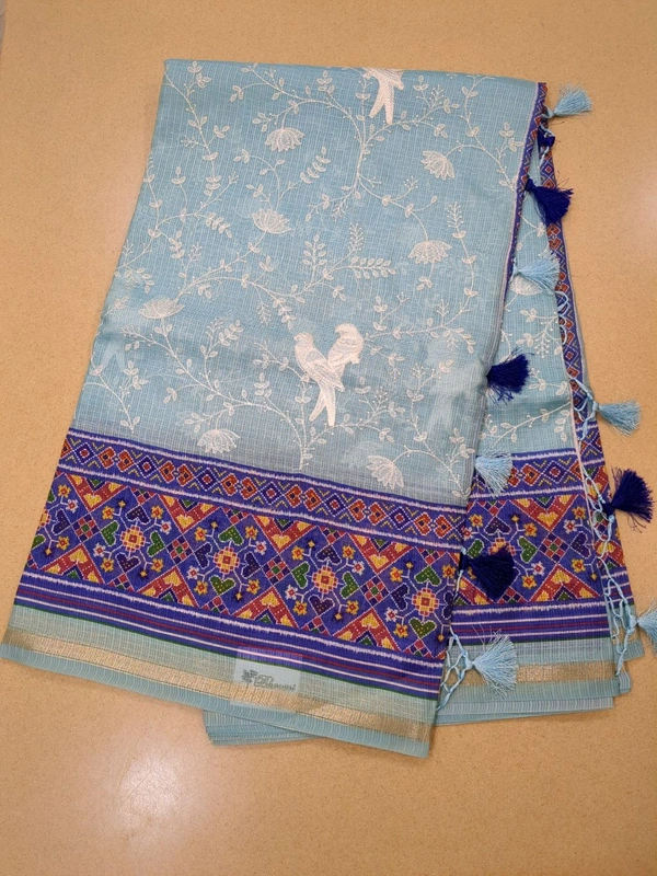 SILK KOTA SAREE - Blizzard Blue