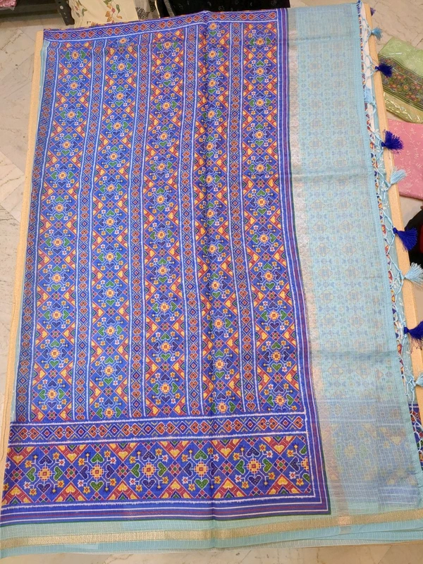 SILK KOTA SAREE - Blizzard Blue