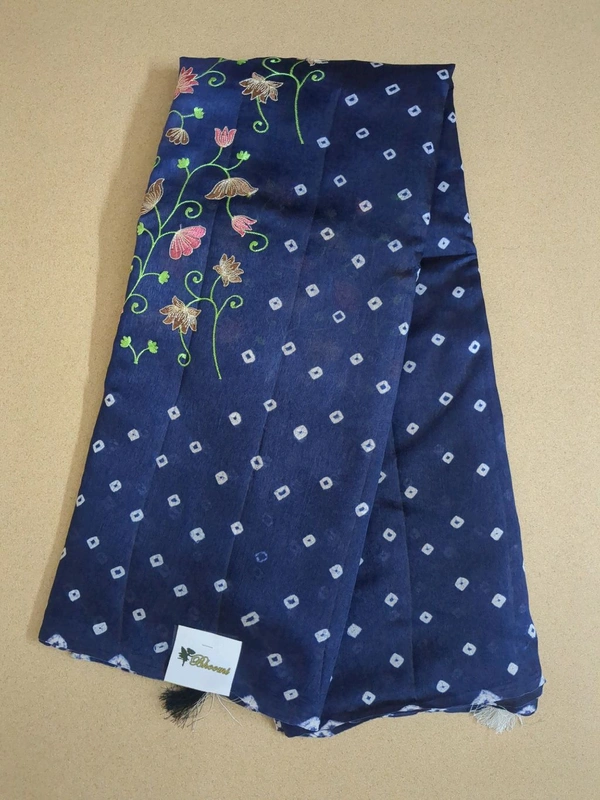 Pure Raw Silk Bhandhini - Navy Blue