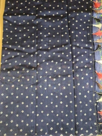 Pure Raw Silk Bhandhini - Navy Blue