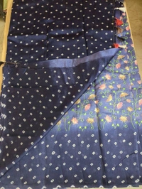 Pure Raw Silk Bhandhini - Navy Blue