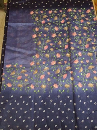 Pure Raw Silk Bhandhini - Navy Blue