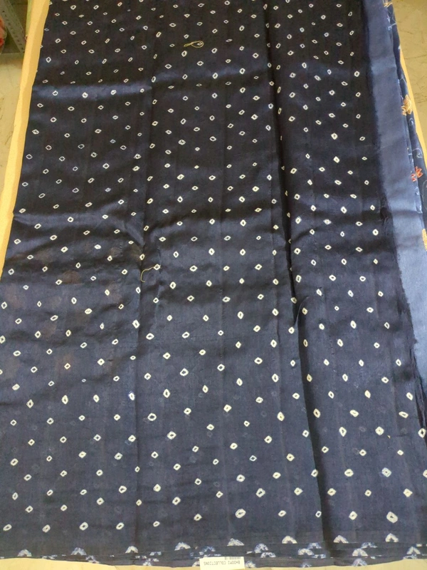 Pure Raw Silk Bhandhini - light navy blue