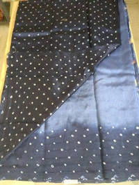 Pure Raw Silk Bhandhini - light navy blue