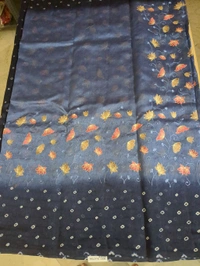 Pure Raw Silk Bhandhini - light navy blue
