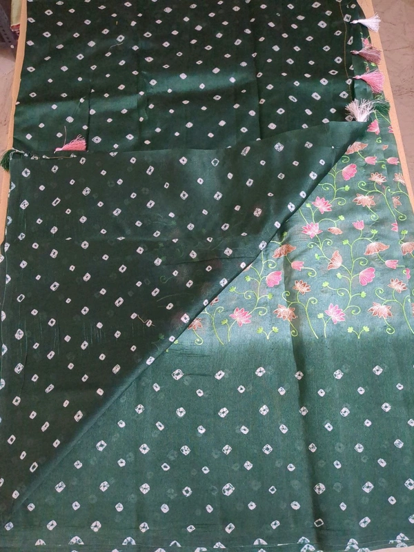Pure Raw Silk Bhandhini - green
