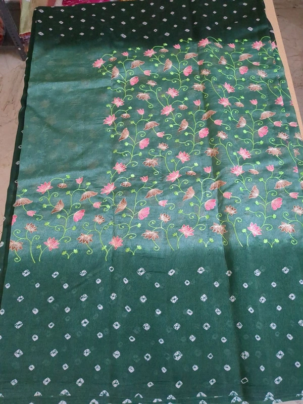 Pure Raw Silk Bhandhini - green