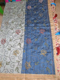 Tusser Kalamkari - sky blue