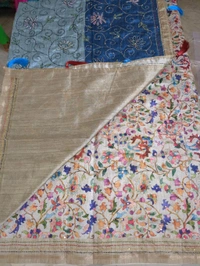 Tusser Kalamkari - sky blue