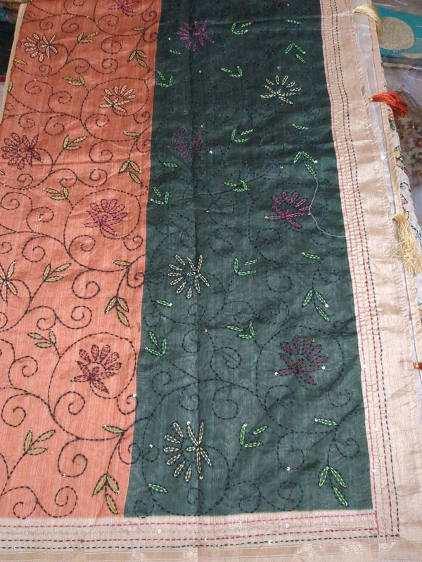 Tusser Kalamkari - Tan