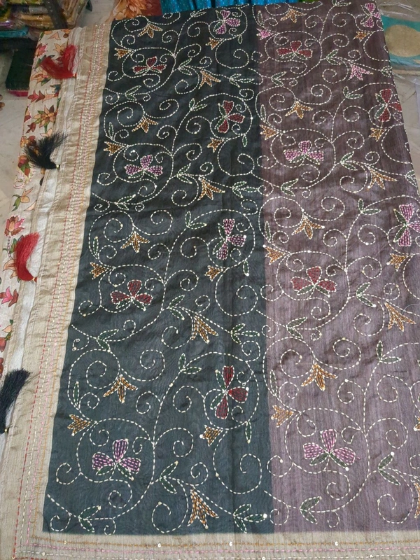 Tusser Kalamkari - Black