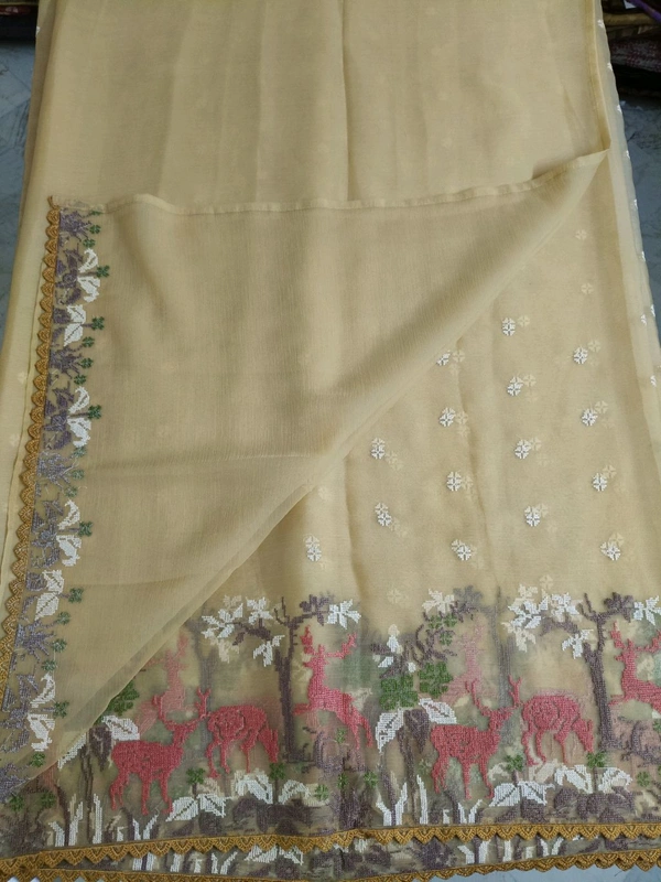 Chiffon Embroidery  - cream