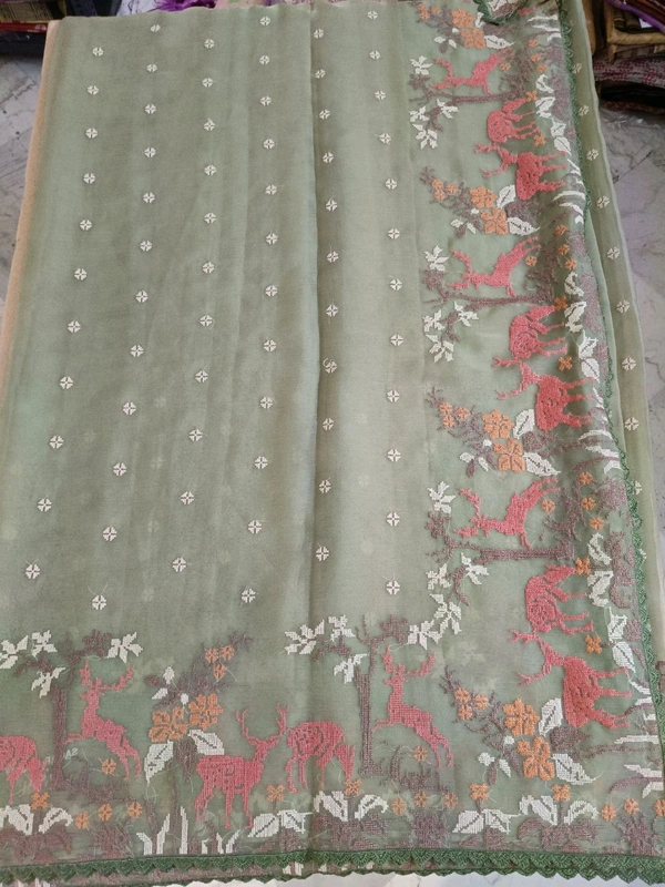 Chiffon Embroidery  - green