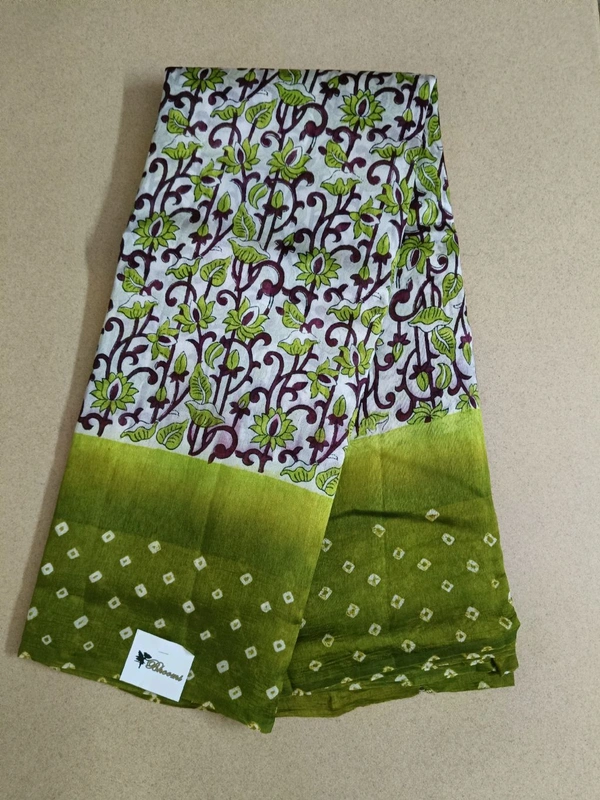 Pure Raw Silk Block Prints - green border