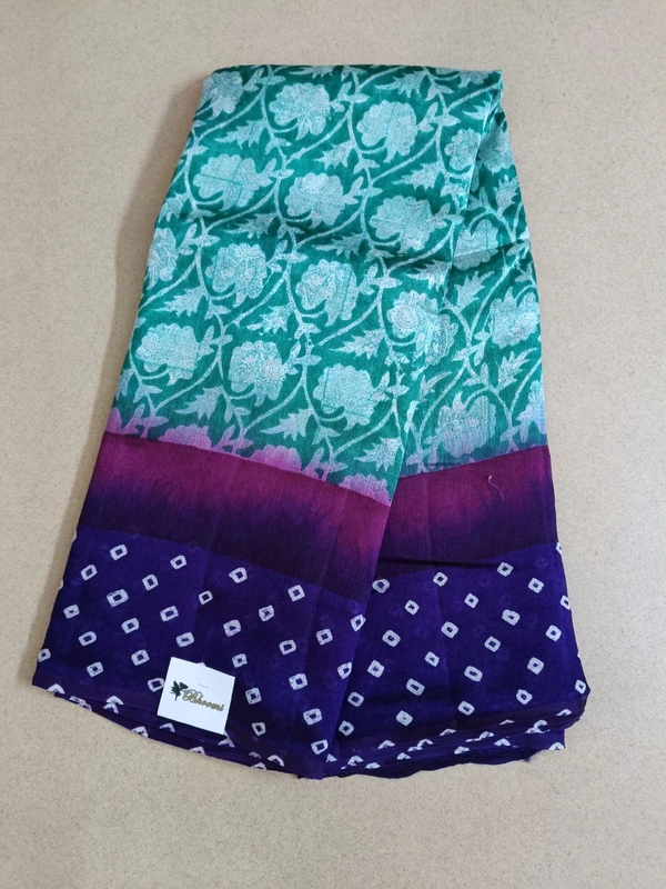 Pure Raw Silk Block Prints - teal green