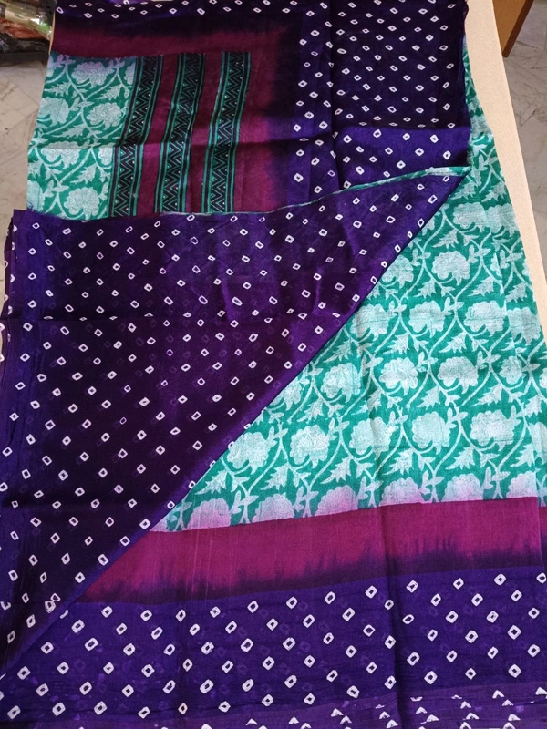 Pure Raw Silk Block Prints - teal green