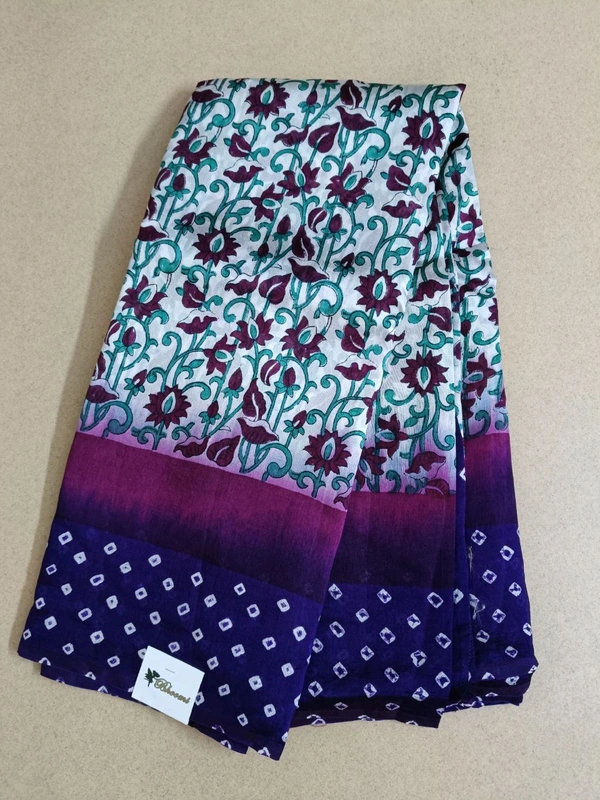 Pure Raw Silk Block Prints - blue with sea green