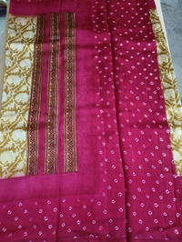 Pure Raw Silk Block Prints - gold wit red