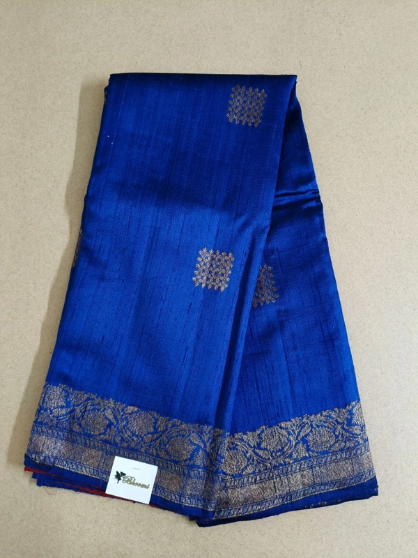 Pure Handloom Raw Silk - royal blue