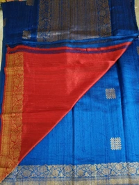 Pure Handloom Raw Silk - royal blue