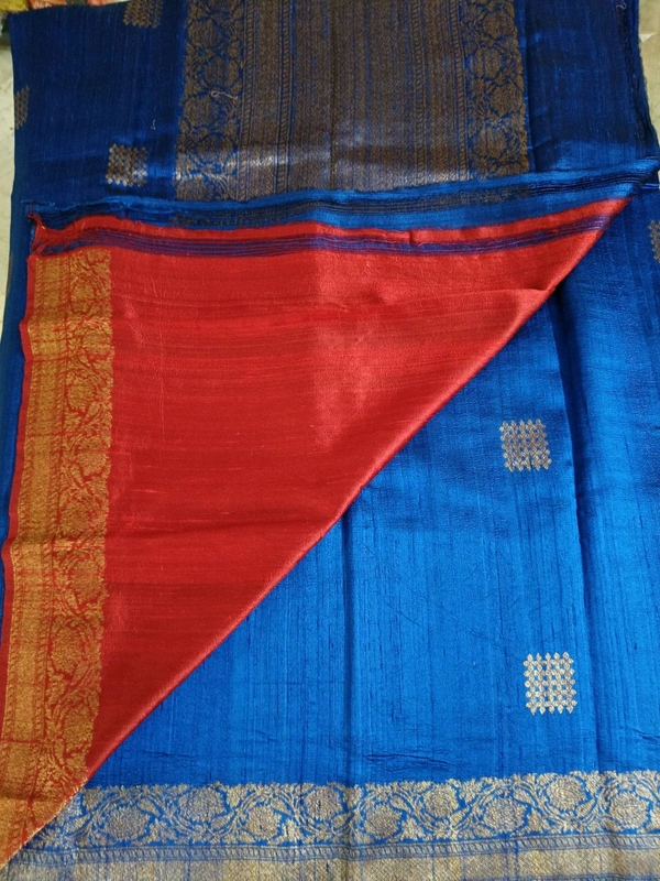 Pure Handloom Raw Silk - royal blue