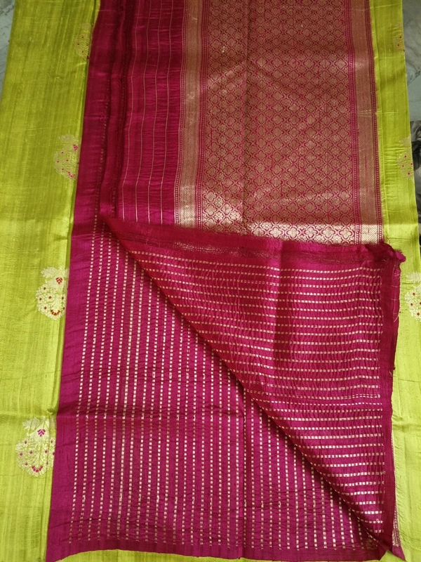 Pure Handloom Raw Silk  - olive