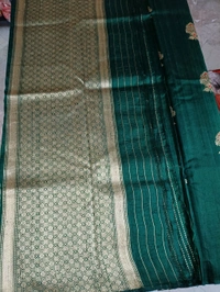Pure Handloom Raw Silk  - green