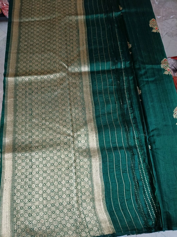 Pure Handloom Raw Silk  - green