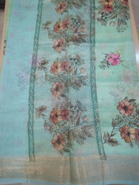 soft chanderi - teal green
