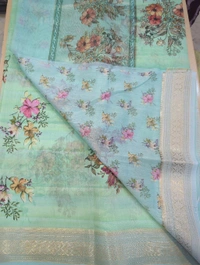 soft chanderi - teal green