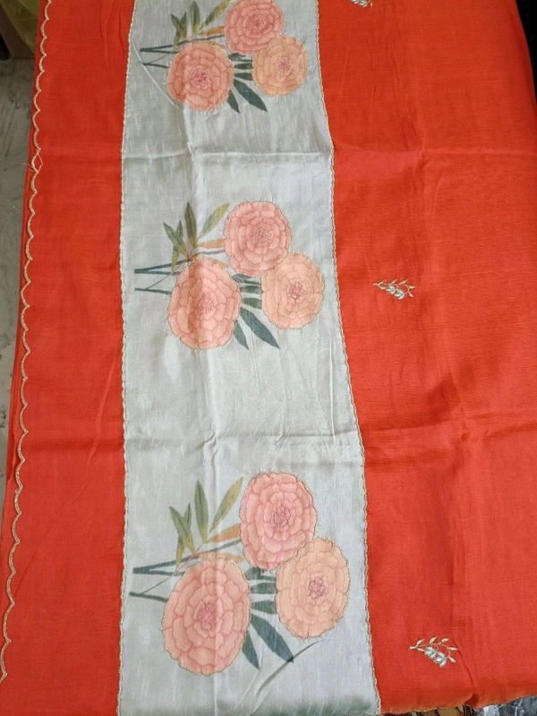 Pure Handloom Mangalagiri - orange