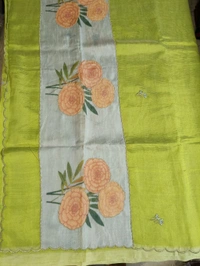 Pure Handloom Mangalagiri - green with gray blouse