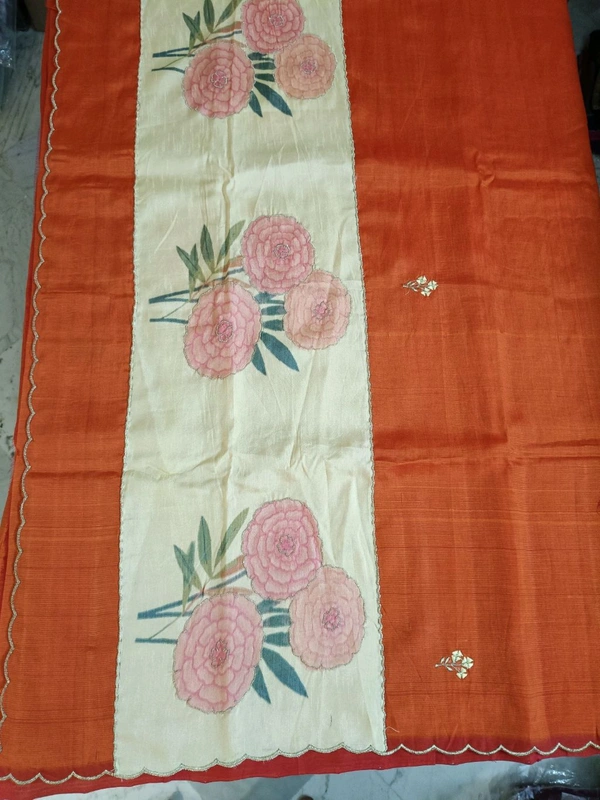 Pure Handloom Mangalagiri - red wityellow blouse