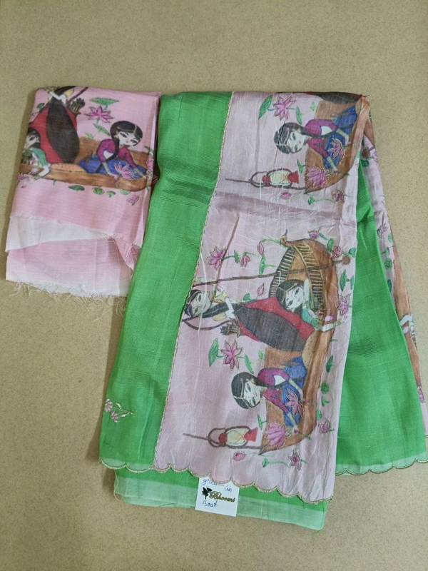 Pure Handloom Mangalagiri - green in boat