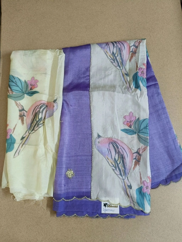 Pure Handloom Mangalagiri - violet sparrow