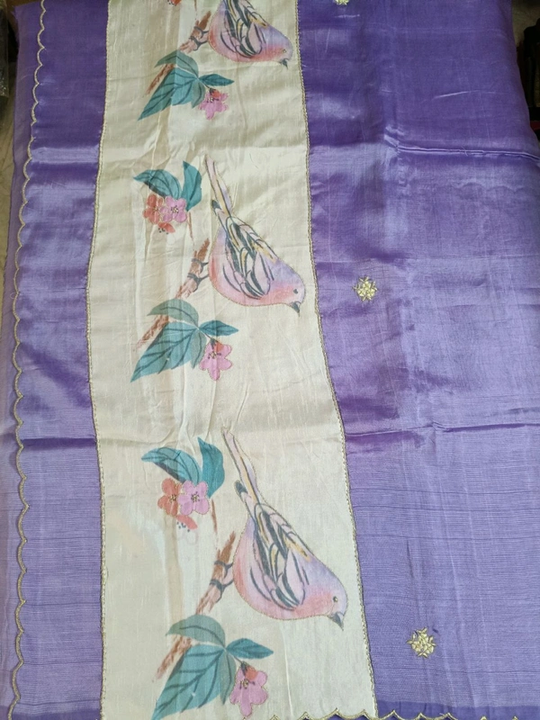 Pure Handloom Mangalagiri - violet sparrow