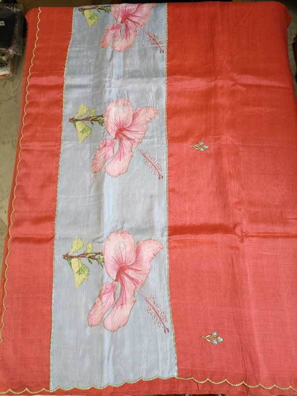 Pure Handloom Mangalagiri - watermelon red