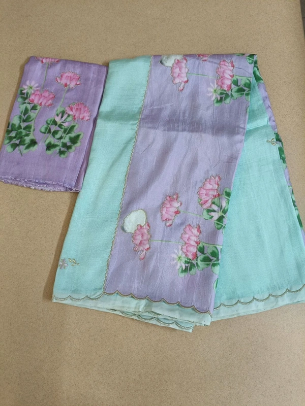 Pure Handloom Mangalagiri - sea green lotus