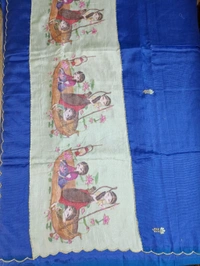 Pure Handloom Mangalagiri - blue boat