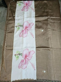 Pure Handloom Mangalagiri - brown hibascus