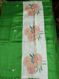 Pure Handloom Mangalagiri - green round flowers