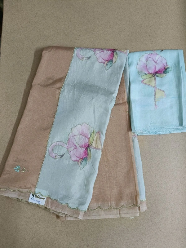 Pure Handloom Mangalagiri - tan flamingo