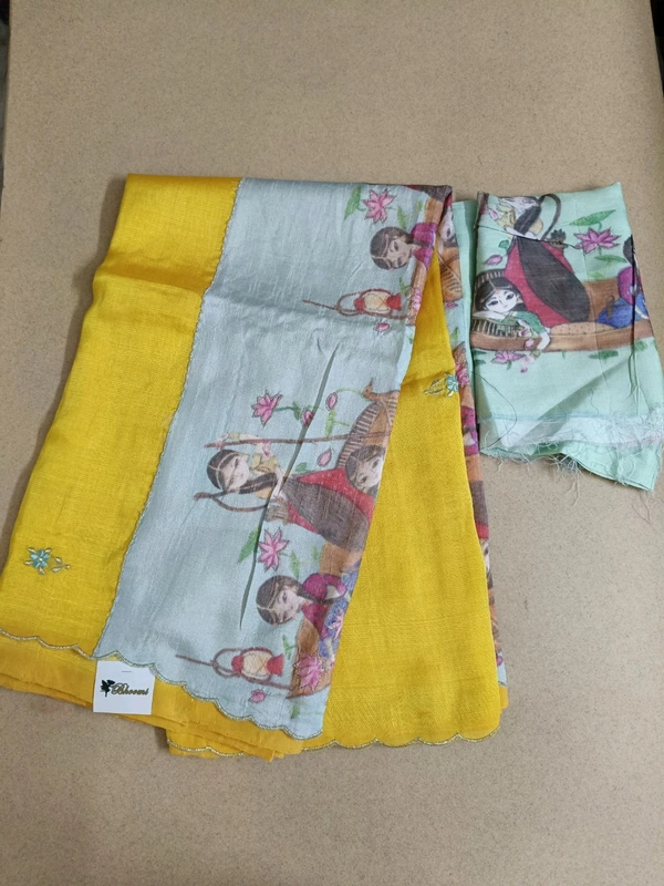 Pure Handloom Mangalagiri - yellow boat