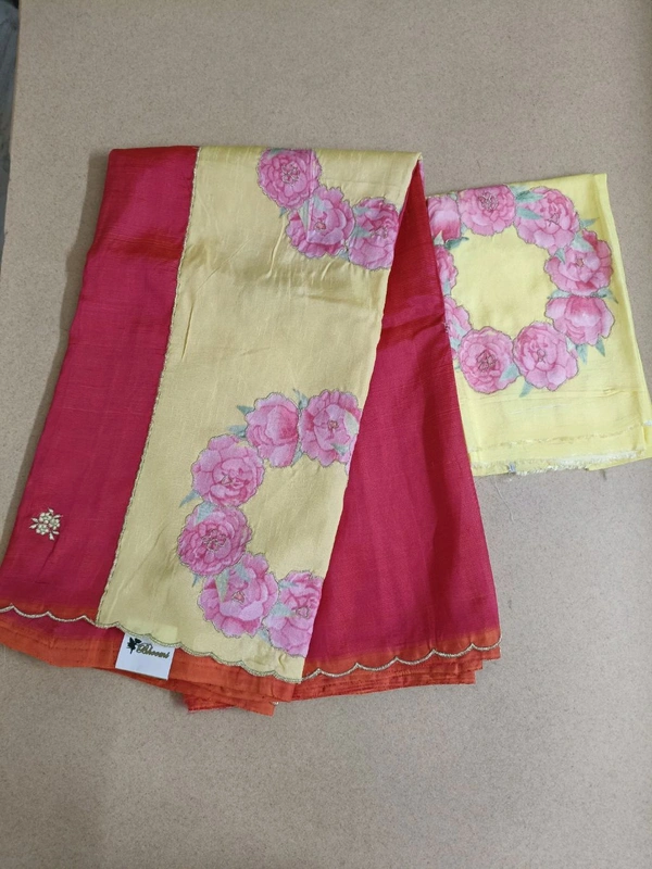 Pure Handloom Mangalagiri - red roses