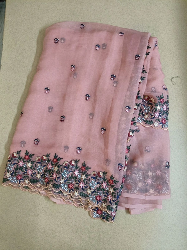 Chiffon Embroidery  - Pink
