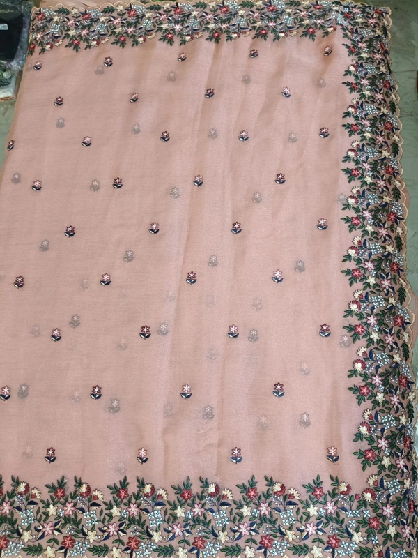 Chiffon Embroidery  - Pink