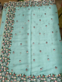 Chiffon Embroidery  - sky blue