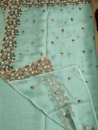 Chiffon Embroidery  - sky blue