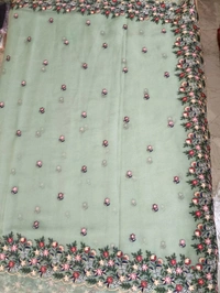 Chiffon Embroidery  - sea green