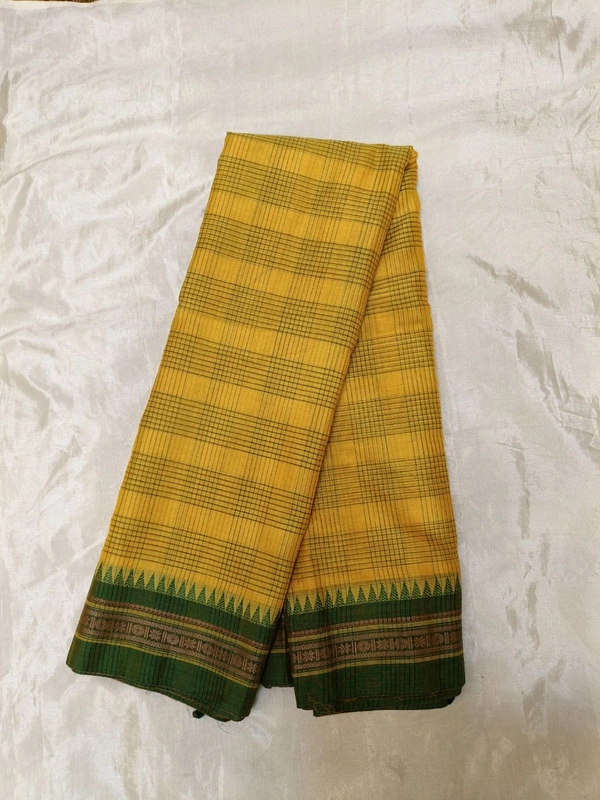 Pure Narayanapet Cotton - Gold, double checks